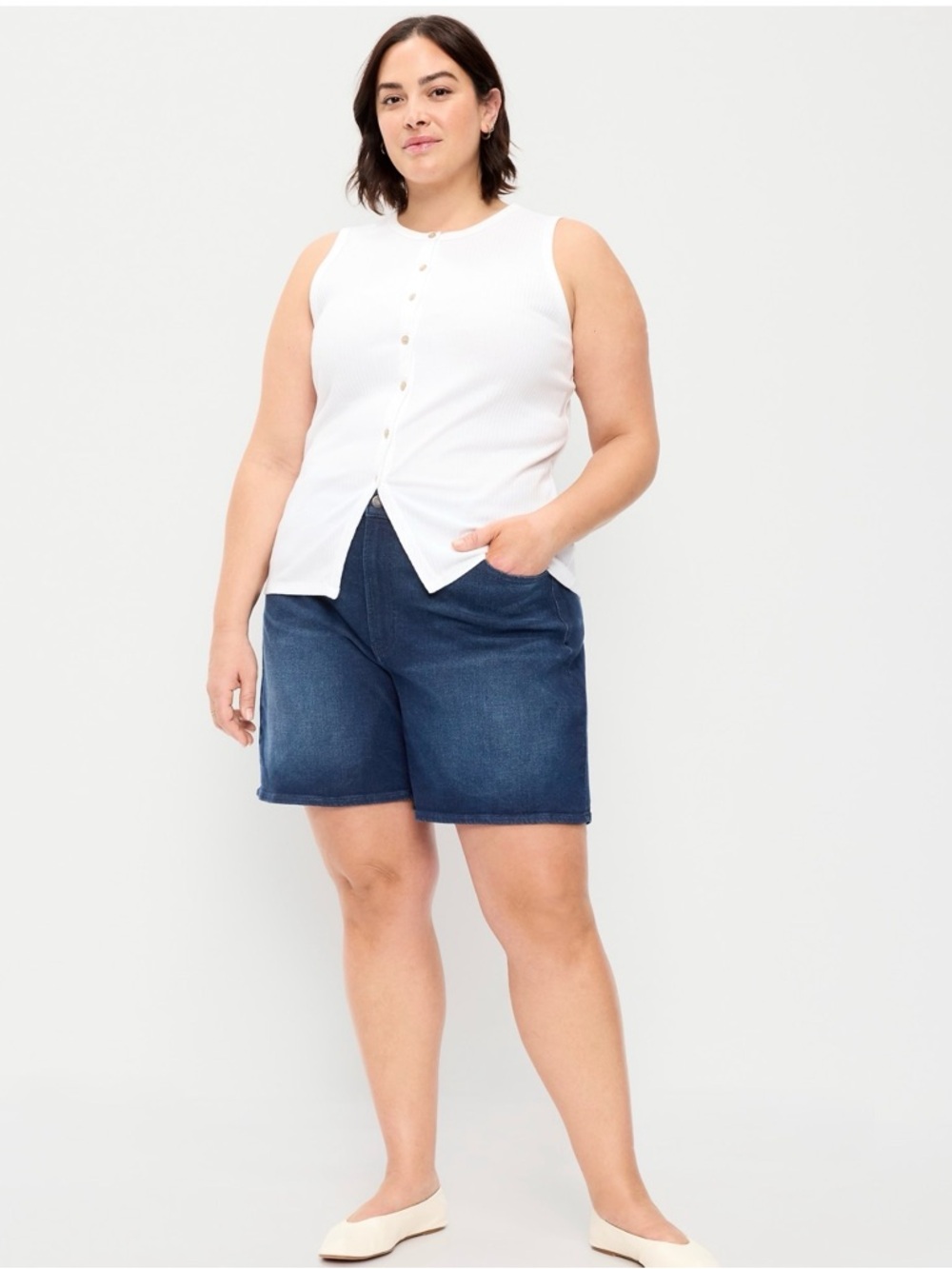 Old Navy Plus-Size Dark Blue Denim Bermuda Shorts